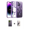 MARSİLYAN™- iPhone 13 Pro Max Kılıf Nova Işık Özel Seri - Siyah Bilvis 3D Mat Cam Ekran Koruyucu + Yeşil Neon Fosforlu Kamera Lens