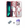 MARSİLYAN™- iPhone 13 Pro Max Kılıf Nova Işık Özel Seri - Siyah Bilvis 5in1 3D Magic Cam Ekran Koruyucu + Mor Metal Kamera Lens Koruma Cam