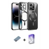 MARSİLYAN™- iPhone 13 Pro Max Kılıf Nova Işık Özel Seri - Siyah Bilvis 5in1 3D Magic Cam Ekran Koruyucu + Gökkuşağı Shine Kamera Lens Koruma Cam
