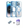 MARSİLYAN™- iPhone 13 Pro Max Kılıf Nova Işık Özel Seri - Siyah Bilvis 5in1 3D Magic Cam Ekran Koruyucu + Gökkuşağı Shine Kamera Lens Koruma Cam
