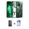 MARSİLYAN™- iPhone 13 Pro Max Kılıf Nova Işık Özel Seri - Siyah Bilvis 5in1 3D Magic Cam Ekran Koruyucu + Yeşil Neon Fosforlu Kamera Lens