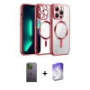 MARSİLYAN™- iPhone 13 Pro Max Kılıf Nova Işık Özel Seri - Siyah Bilvis 5in1 3D Magic Cam Ekran Koruyucu + Yeşil Neon Fosforlu Kamera Lens