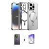 MARSİLYAN™- iPhone 13 Pro Max Kılıf Nova Işık Özel Seri - Siyah Bilvis 5in1 3D Magic Cam Ekran Koruyucu + Yeşil Neon Fosforlu Kamera Lens