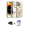 MARSİLYAN™- iPhone 13 Pro Max Kılıf Nova Işık Özel Seri - Siyah Bilvis 5in1 3D Magic Cam Ekran Koruyucu + Raze Metal Kamera Lens - GD
