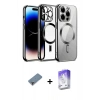 MARSİLYAN™- iPhone 13 Pro Max Kılıf Nova Işık Özel Seri - Siyah Bilvis 5in1 3D Magic Cam Ekran Koruyucu + Mor Metal Kamera Lens Koruma Cam