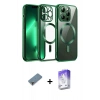 MARSİLYAN™- iPhone 13 Pro Max Kılıf Nova Işık Özel Seri - Siyah Bilvis 5in1 3D Magic Cam Ekran Koruyucu + Mor Metal Kamera Lens Koruma Cam