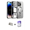 MARSİLYAN™- iPhone 13 Pro Max Kılıf Nova Işık Özel Seri - Siyah Bilvis 5in1 3D Magic Cam Ekran Koruyucu + Rose Gold Rainbow Kamera Lens Koruma Cam