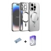 MARSİLYAN™- iPhone 13 Pro Max Kılıf Nova Işık Özel Seri - Siyah Bilvis 5in1 3D Magic Cam Ekran Koruyucu + Mavi Shine Kamera Lens Koruma Cam