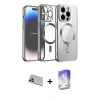 MARSİLYAN™- iPhone 13 Pro Max Kılıf Nova Işık Özel Seri - Siyah Bilvis 5in1 3D Magic Cam Ekran Koruyucu + Rose Gold Rainbow Kamera Lens Koruma Cam