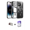 MARSİLYAN™- iPhone 13 Pro Max Kılıf Nova Işık Özel Seri - Siyah Bilvis 5in1 3D Magic Cam Ekran Koruyucu + Rainbow Kamera Lens Koruma Cam - KI