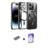 MARSİLYAN™- iPhone 13 Pro Max Kılıf Nova Işık Özel Seri - Siyah Bilvis 5in1 3D Magic Cam Ekran Koruyucu + Renkli Kamera Lens Koruma Cam - SI