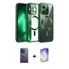 MARSİLYAN™- iPhone 13 Pro Max Kılıf Nova Işık Özel Seri - Siyah Bilvis 5in1 3D Magic Cam Ekran Koruyucu + Mavi Neon Fosforlu Kamera Lens