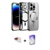 MARSİLYAN™- iPhone 13 Pro Max Kılıf Nova Işık Özel Seri - Siyah Bilvis 5in1 3D Magic Cam Ekran Koruyucu + Pers Alüminyum Kamera Lens - KI