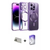 MARSİLYAN™- iPhone 13 Pro Max Kılıf Nova Işık Özel Seri - Siyah Bilvis 5in1 3D Magic Cam Ekran Koruyucu + Rose Gold Rainbow Kamera Lens Koruma Cam