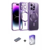 MARSİLYAN™- iPhone 13 Pro Max Kılıf Nova Işık Özel Seri - Siyah Bilvis 5in1 3D Magic Cam Ekran Koruyucu + Renkli Kamera Lens Koruma Cam - SI