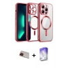 MARSİLYAN™- iPhone 13 Pro Max Kılıf Nova Işık Özel Seri - Siyah Bilvis 5in1 3D Magic Cam Ekran Koruyucu + Rainbow Kamera Lens Koruma Cam - KI