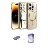 MARSİLYAN™- iPhone 13 Pro Max Kılıf Nova Işık Özel Seri - Siyah Bilvis 5in1 3D Magic Cam Ekran Koruyucu + Renkli Kamera Lens Koruma Cam - TU