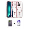 MARSİLYAN™- iPhone 13 Pro Max Kılıf Nova Işık Özel Seri - Siyah Bilvis 5in1 3D Magic Cam Ekran Koruyucu + Yeşil Neon Fosforlu Kamera Lens