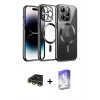 MARSİLYAN™- iPhone 13 Pro Max Kılıf Nova Işık Özel Seri - Siyah Bilvis 5in1 3D Magic Cam Ekran Koruyucu + Raze Metal Kamera Lens - GD