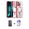 MARSİLYAN™- iPhone 13 Pro Max Kılıf Nova Işık Özel Seri - Siyah Bilvis 5in1 3D Magic Cam Ekran Koruyucu + Beyaz Neon Fosforlu Kamera Lens