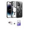 MARSİLYAN™- iPhone 13 Pro Max Kılıf Nova Işık Özel Seri - Siyah Bilvis 5in1 5D Magic Hayalet Cam Ekran Koruyucu + Pers Alüminyum Kamera Lens - GI