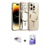 MARSİLYAN™- iPhone 13 Pro Max Kılıf Nova Işık Özel Seri - Siyah Bilvis 5in1 5D Magic Hayalet Cam Ekran Koruyucu + Pers Alüminyum Kamera Lens - GI
