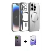 MARSİLYAN™- iPhone 13 Pro Max Kılıf Nova Işık Özel Seri - Siyah Bilvis 5in1 5D Magic Hayalet Cam Ekran Koruyucu + Neon Fosforlu Kamera Lens - YL