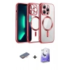 MARSİLYAN™- iPhone 13 Pro Max Kılıf Nova Işık Özel Seri - Siyah Bilvis 5in1 5D Magic Hayalet Cam Ekran Koruyucu + Renkli Kamera Lens Koruma Cam - TU