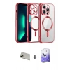 MARSİLYAN™- iPhone 13 Pro Max Kılıf Nova Işık Özel Seri - Siyah Bilvis 5in1 5D Magic Hayalet Cam Ekran Koruyucu + Rainbow Kamera Lens Koruma Cam - REGD