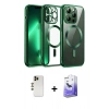 MARSİLYAN™- iPhone 13 Pro Max Kılıf Nova Işık Özel Seri - Siyah Bilvis 5in1 5D Magic Hayalet Cam Ekran Koruyucu + Shine Kamera Lens - GD