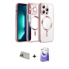 MARSİLYAN™- iPhone 13 Pro Max Kılıf Nova Işık Özel Seri - Siyah Bilvis 5in1 5D Magic Hayalet Cam Ekran Koruyucu + Rainbow Kamera Lens Koruma Cam - REGD