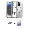 MARSİLYAN™- iPhone 13 Pro Max Kılıf Nova Işık Özel Seri - Siyah Bilvis 5in1 5D Magic Hayalet Cam Ekran Koruyucu + Renkli Kamera Lens Koruma Cam - TU