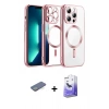 MARSİLYAN™- iPhone 13 Pro Max Kılıf Nova Işık Özel Seri - Siyah Bilvis 5in1 5D Magic Hayalet Cam Ekran Koruyucu + Renkli Kamera Lens Koruma Cam - YL