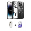 MARSİLYAN™- iPhone 13 Pro Max Kılıf Nova Işık Özel Seri - Siyah Bilvis 5in1 5D Magic Hayalet Cam Ekran Koruyucu + Shine Kamera Lens - GD