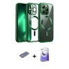 MARSİLYAN™- iPhone 13 Pro Max Kılıf Nova Işık Özel Seri - Siyah Bilvis 5in1 5D Magic Hayalet Cam Ekran Koruyucu + Renkli Kamera Lens Koruma Cam - SI