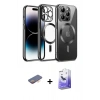MARSİLYAN™- iPhone 13 Pro Max Kılıf Nova Işık Özel Seri - Siyah Bilvis 5in1 5D Magic Hayalet Cam Ekran Koruyucu + Renkli Kamera Lens Koruma Cam - TU