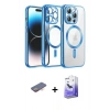 MARSİLYAN™- iPhone 13 Pro Max Kılıf Nova Işık Özel Seri - Siyah Bilvis 5in1 5D Magic Hayalet Cam Ekran Koruyucu + Renkli Kamera Lens Koruma Cam - TU