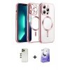MARSİLYAN™- iPhone 13 Pro Max Kılıf Nova Işık Özel Seri - Siyah Bilvis 5in1 5D Magic Hayalet Cam Ekran Koruyucu + Shine Kamera Lens - GD