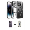 MARSİLYAN™- iPhone 13 Pro Max Kılıf Nova Işık Özel Seri - Siyah Bilvis Hayalet Cam Ekran Koruyucu + Neon Fosforlu Kamera Lens - BZ