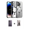 MARSİLYAN™- iPhone 13 Pro Max Kılıf Nova Işık Özel Seri - Siyah Bilvis Hayalet Cam Ekran Koruyucu + Neon Fosforlu Kamera Lens - BZ