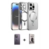 MARSİLYAN™- iPhone 13 Pro Max Kılıf Nova Işık Özel Seri - Siyah Bilvis Hayalet Cam Ekran Koruyucu + Neon Fosforlu Kamera Lens - BZ
