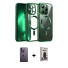 MARSİLYAN™- iPhone 13 Pro Max Kılıf Nova Işık Özel Seri - Siyah Bilvis Hayalet Cam Ekran Koruyucu + Neon Fosforlu Kamera Lens - BZ
