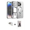 MARSİLYAN™- iPhone 13 Pro Max Kılıf Nova Işık Özel Seri - Siyah Bilvis Hayalet Cam Ekran Koruyucu + Pers Alüminyum Kamera Lens - GD