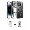 MARSİLYAN™- iPhone 13 Pro Max Kılıf Nova Işık Özel Seri - Siyah Bilvis Hayalet Cam Ekran Koruyucu + Shine Kamera Lens - GD