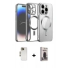 MARSİLYAN™- iPhone 13 Pro Max Kılıf Nova Işık Özel Seri - Siyah Bilvis Hayalet Cam Ekran Koruyucu + Shine Kamera Lens - GD