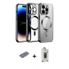 MARSİLYAN™- iPhone 13 Pro Max Kılıf Nova Işık Özel Seri - Siyah Bilvis Hayalet Cam Ekran Koruyucu + Renkli Kamera Lens Koruma Cam - PE