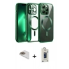 MARSİLYAN™- iPhone 13 Pro Max Kılıf Nova Işık Özel Seri - Siyah Bilvis Hayalet Cam Ekran Koruyucu + Pers Alüminyum Kamera Lens - GD