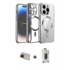MARSİLYAN™- iPhone 13 Pro Max Kılıf Nova Işık Özel Seri - Siyah Bilvis Hayalet Cam Ekran Koruyucu + Rainbow Kamera Lens Koruma Cam - KI