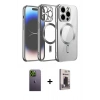MARSİLYAN™- iPhone 13 Pro Max Kılıf Nova Işık Özel Seri - Siyah Bilvis Hayalet Cam Ekran Koruyucu + Neon Fosforlu Kamera Lens - YL