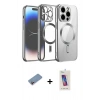 MARSİLYAN™- iPhone 13 Pro Max Kılıf Nova Işık Özel Seri - Siyah Joko 5D Cam + Pembe Shine Kamera Lens Koruma Cam